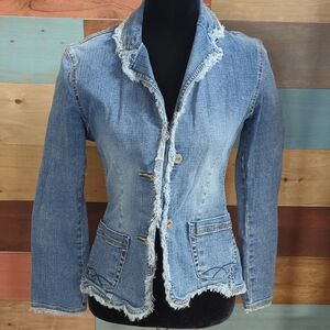 Christopher Blue Frayed Edge Denim Jacket